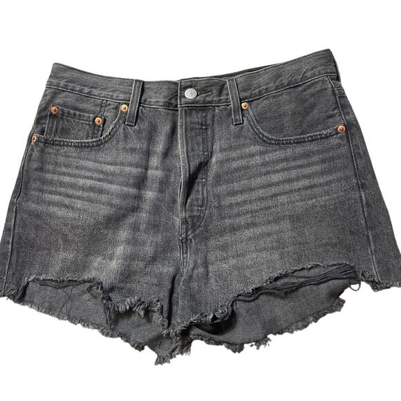 Levi’s Premium‎ 501 Original Fit Black Cutoff Button Fly Shorts “R” tab Size 29 - Picture 3 of 7